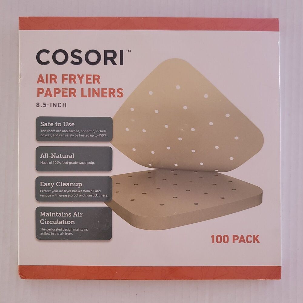 COSORI Air Fryer Liners, 100 Square Disposable Paper 8.5" for Model CLR-R581-WUS